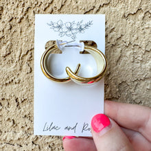 Load image into Gallery viewer, chunky statement hoop earrings high shine modern jewelry