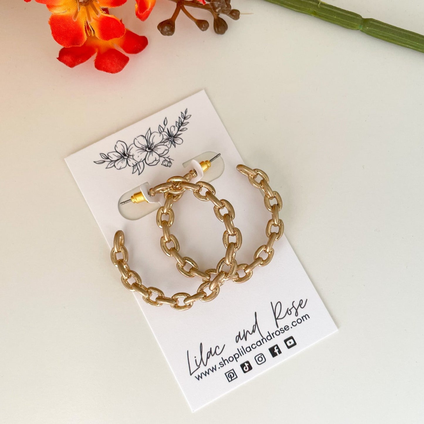 ✅ Cable Chain Link C Hoop Earrings