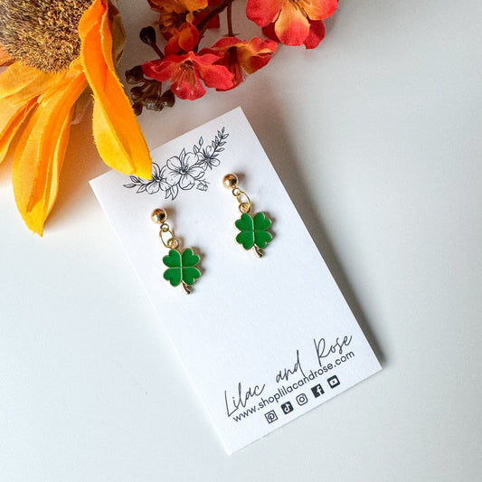 ✅ Green Clover Earrings