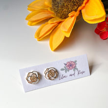 Load image into Gallery viewer, sculpted rose studs romantic jewelry
