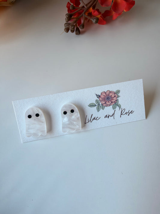 Shimmery Ghost Stud Earrings