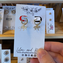 Load image into Gallery viewer, feminine modern bow hoops gift ready