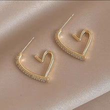 Load image into Gallery viewer, ✅ CZ Heart Hoop Earrings – Sparkling Romance with a Modern Twist