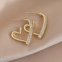 Load image into Gallery viewer, ✅ CZ Heart Hoop Earrings – Sparkling Romance with a Modern Twist