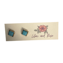 Load image into Gallery viewer, turquoise stud earrings minimalist setting