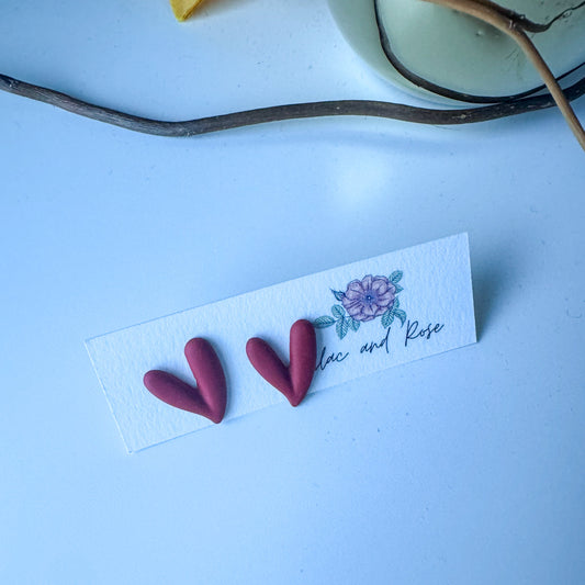 retro inspired heart studs lightweight hypoallergenic jewelry