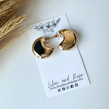 Load image into Gallery viewer, Golden Crescent Hoops – Sculptural Everyday Earrings