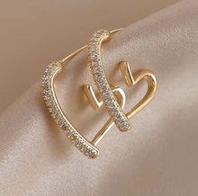 Load image into Gallery viewer, ✅ CZ Heart Hoop Earrings – Sparkling Romance with a Modern Twist