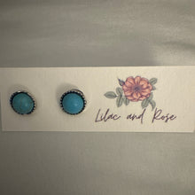 Load image into Gallery viewer, small round turquoise studs Lilac and Rose
