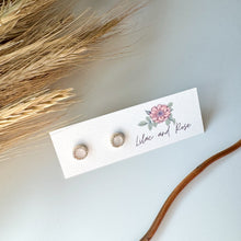 Load image into Gallery viewer, cz white pave stud earrings Lilac and Rose