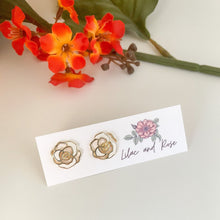 Load image into Gallery viewer, large rose stud earrings floral statement