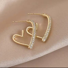 Load image into Gallery viewer, ✅ CZ Heart Hoop Earrings – Sparkling Romance with a Modern Twist