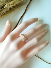 Load image into Gallery viewer, Dainty Studded Fern Open Band Ring – Nature-Inspired Adjustable Ring