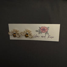 Load image into Gallery viewer, cubic zirconia bee earrings gift for teachers or friends
