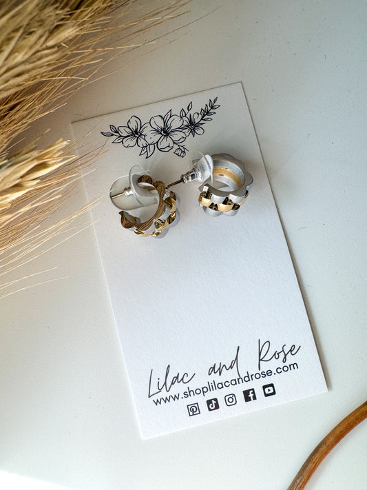 Two Tone Small Watch Chain Hoop Earrings – Sleek Mixed Metal Hoops