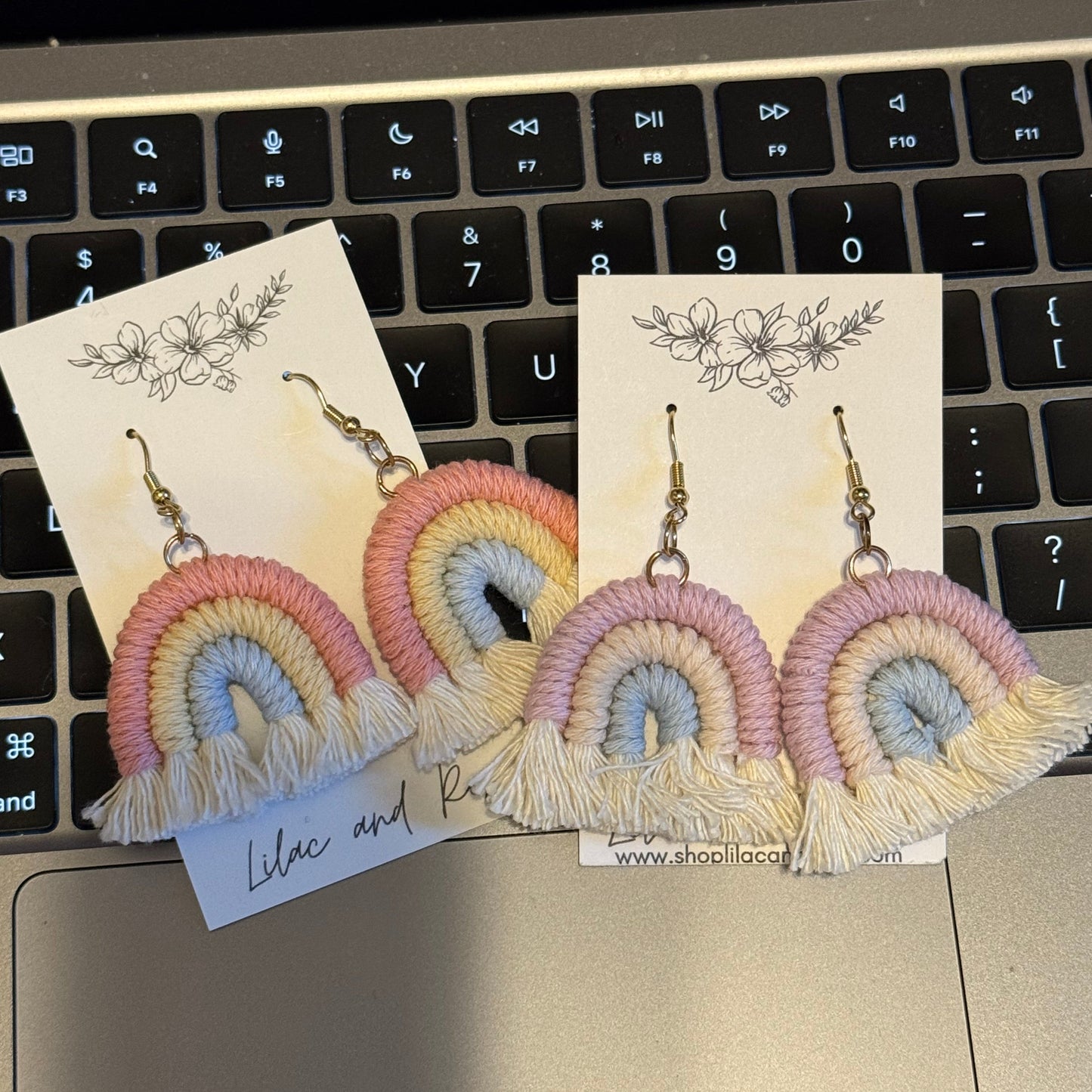 colorful macrame earrings gift ready