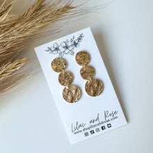 Load image into Gallery viewer, ✨ Triple Metallic Textured Coin Dangle Earrings
