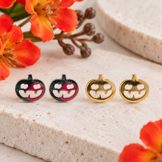 ✅ Pumpkin Stud Earrings – Fall-Inspired Cozy Charm