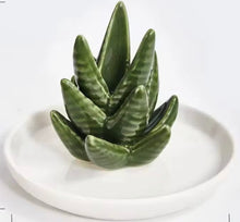 Load image into Gallery viewer, ✅ Ceramic Green Aloe Cactus Ring and Jewelry Dish