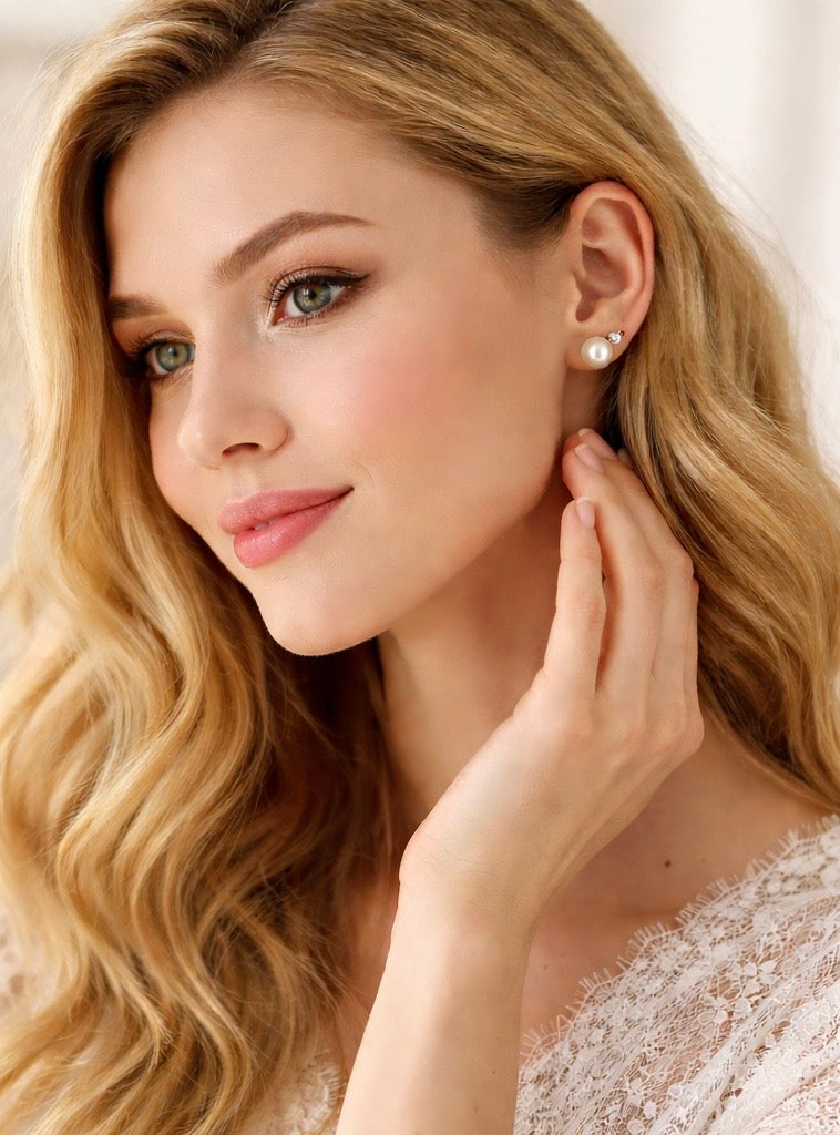 ✅ Classic Pearl Stud Earrings – Hypoallergenic Stainless Steel