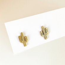 Load image into Gallery viewer, Cactus Stud Earrings - Silver and Gold Stainless Steel Desert Jewelry