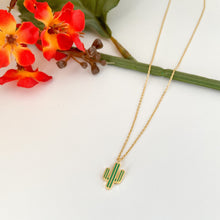 Load image into Gallery viewer, striped cactus necklace colorful enamel pendant Lilac and Rose