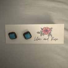 Load image into Gallery viewer, turquoise stud earrings minimalist setting