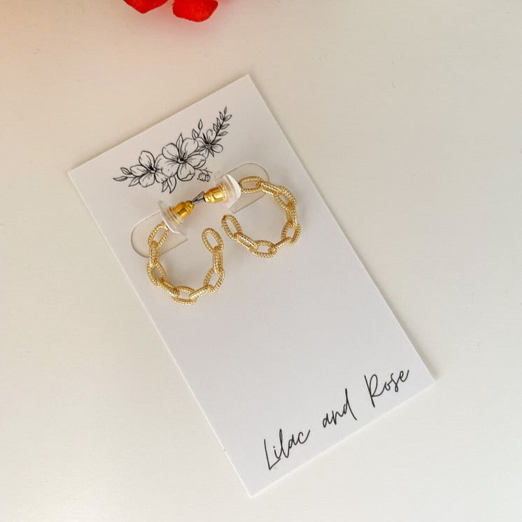 ✨ Textured Chain Hoop Earrings