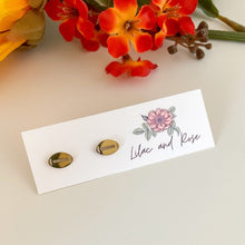 Load image into Gallery viewer, football stud earrings game day jewelry Lilac and Rose