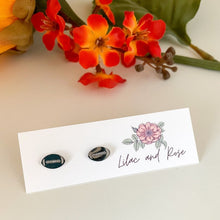 Load image into Gallery viewer, football mom earrings cute game day studs for fans and players
