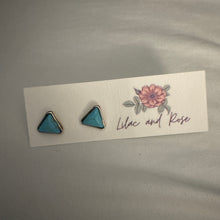 Load image into Gallery viewer, turquoise stud earrings minimalist setting