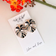 Load image into Gallery viewer, Enamel Monstera Leaf Earrings