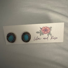 Load image into Gallery viewer, turquoise stud earrings minimalist setting