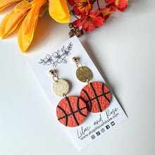 Load image into Gallery viewer, basketball dangle earrings lightweight game day jewelry