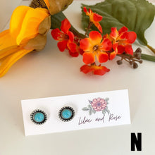 Load image into Gallery viewer, Turquoise Stud Earrings – Dainty Pop of Color