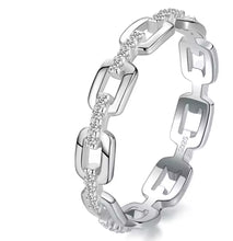 Load image into Gallery viewer, CZ Geometric Chain Sterling Silver Ring
