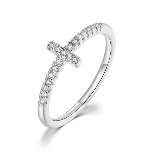 non-adjustable cross ring sparkle
