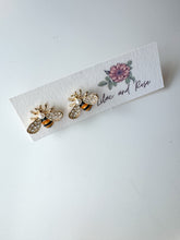 Load image into Gallery viewer, CZ Bee Stud Earrings – Dainty Sparkle with a Buzz of Meaning