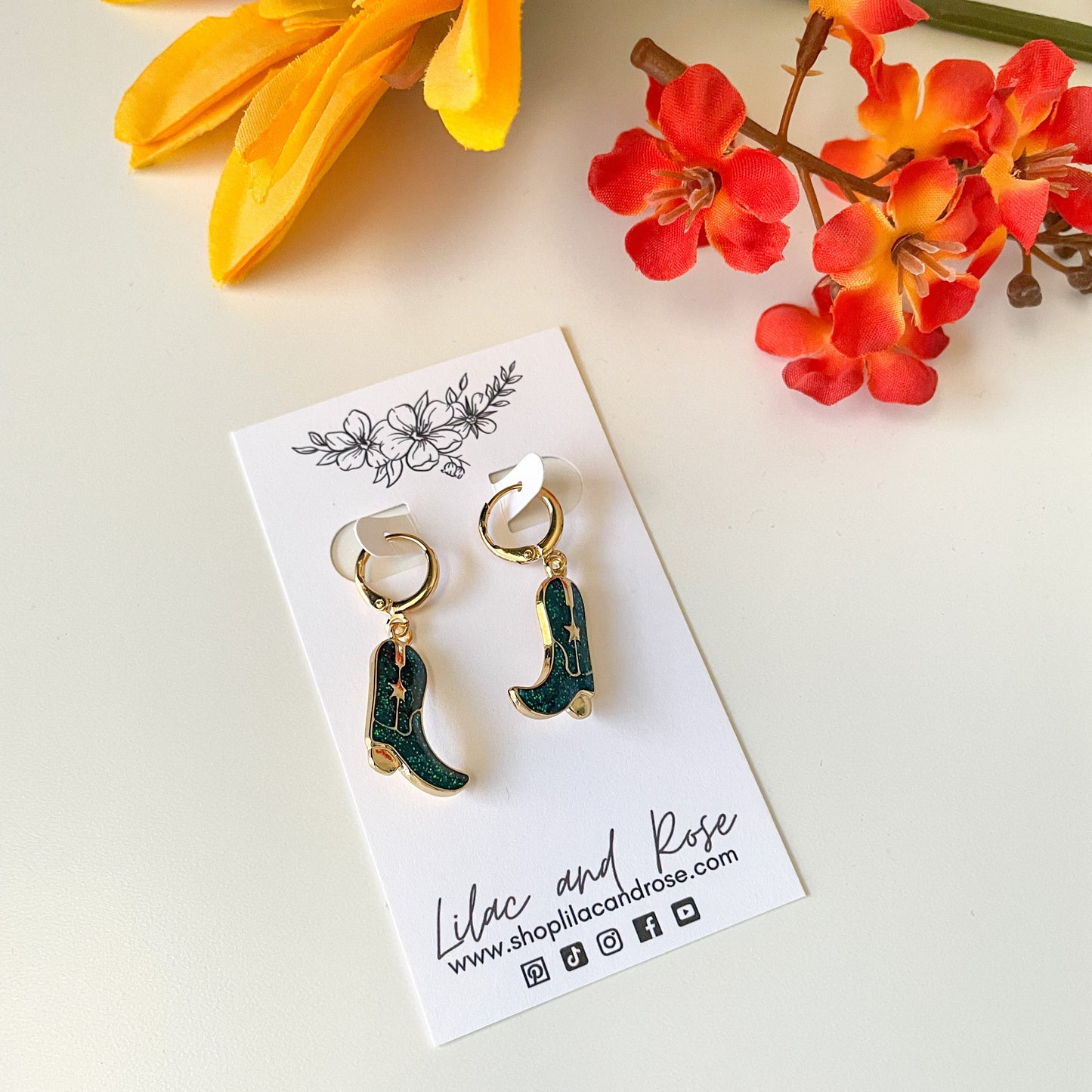 ✨ Epoxy Cowgirl Boot Earrings