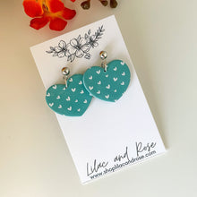 Load image into Gallery viewer, polymer clay heart earrings handmade pastel Lilac and Rose