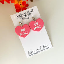 Load image into Gallery viewer, polymer clay heart earrings handmade pastel Lilac and Rose