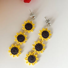 Load image into Gallery viewer, Sunflower Trio Earrings