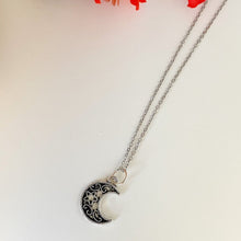 Load image into Gallery viewer, moon with star necklace 16 inch gold Lilac and Rose