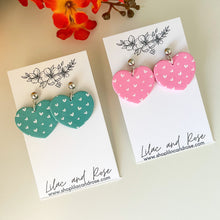 Load image into Gallery viewer, lightweight heart earrings neutral pink red clay studs