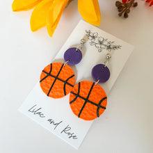 Load image into Gallery viewer, handmade basketball earrings polymer clay Lilac and Rose