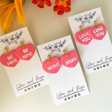 Load image into Gallery viewer, lightweight heart earrings neutral pink red clay studs