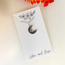Load image into Gallery viewer, moon with star necklace 16 inch gold Lilac and Rose