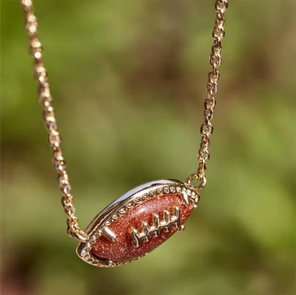 sparkly football charm necklace sports jewelry