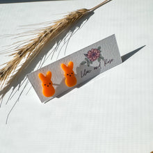 Load image into Gallery viewer, small acrylic bunny studs colorful spring accessories
