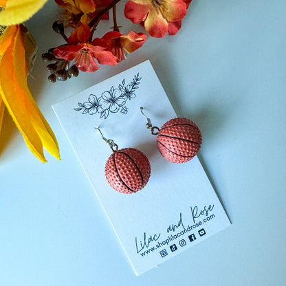 sporty basketball dangle earrings lightweight jewelry